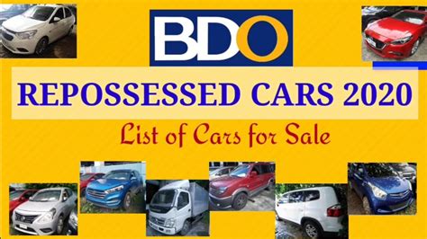 BDO REPOSSESSED CARS FOR SALE .